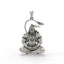 Front view of the intricately detailed 925 Silver Hanuman Meditation Pendant with a deep oxidized finish.