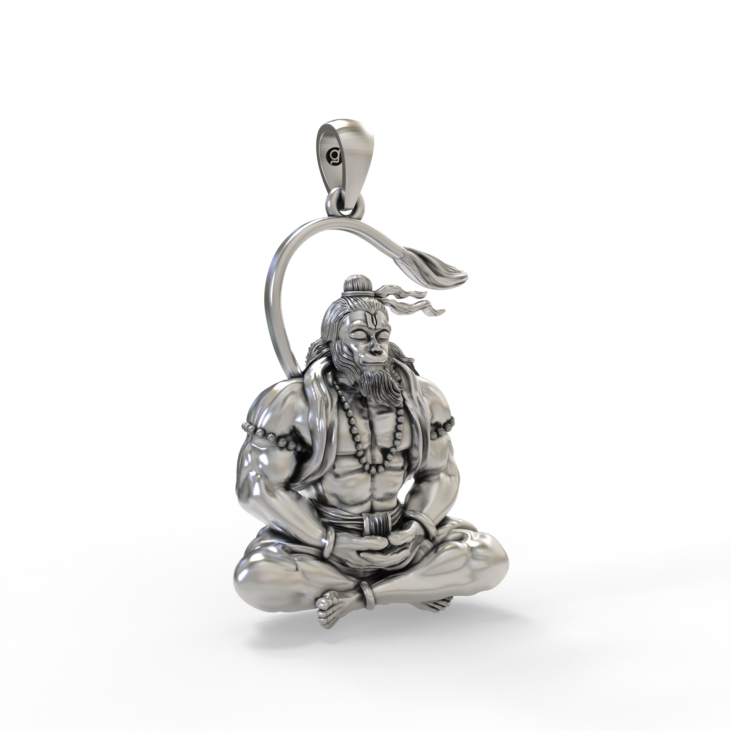 925 Silver Hanuman Meditation Pendant Secondary image