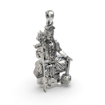 Side profile of the 925 sterling silver Muniswarar locket pendant, displaying its thickness and sturdy top loop.