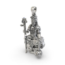 The backside view of the silver Muniswarar locket, showing its hollow design for lightweight and comfortable wear.