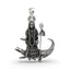 Front view of the 925 oxidized silver Khodiyar Maa pendant showing the goddess riding a crocodile in detailed relief.