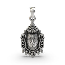 Front view of the oxidized 925 Silver Mahakal Pendant, showcasing the intricate Ujjain Mahakaleshwar design.