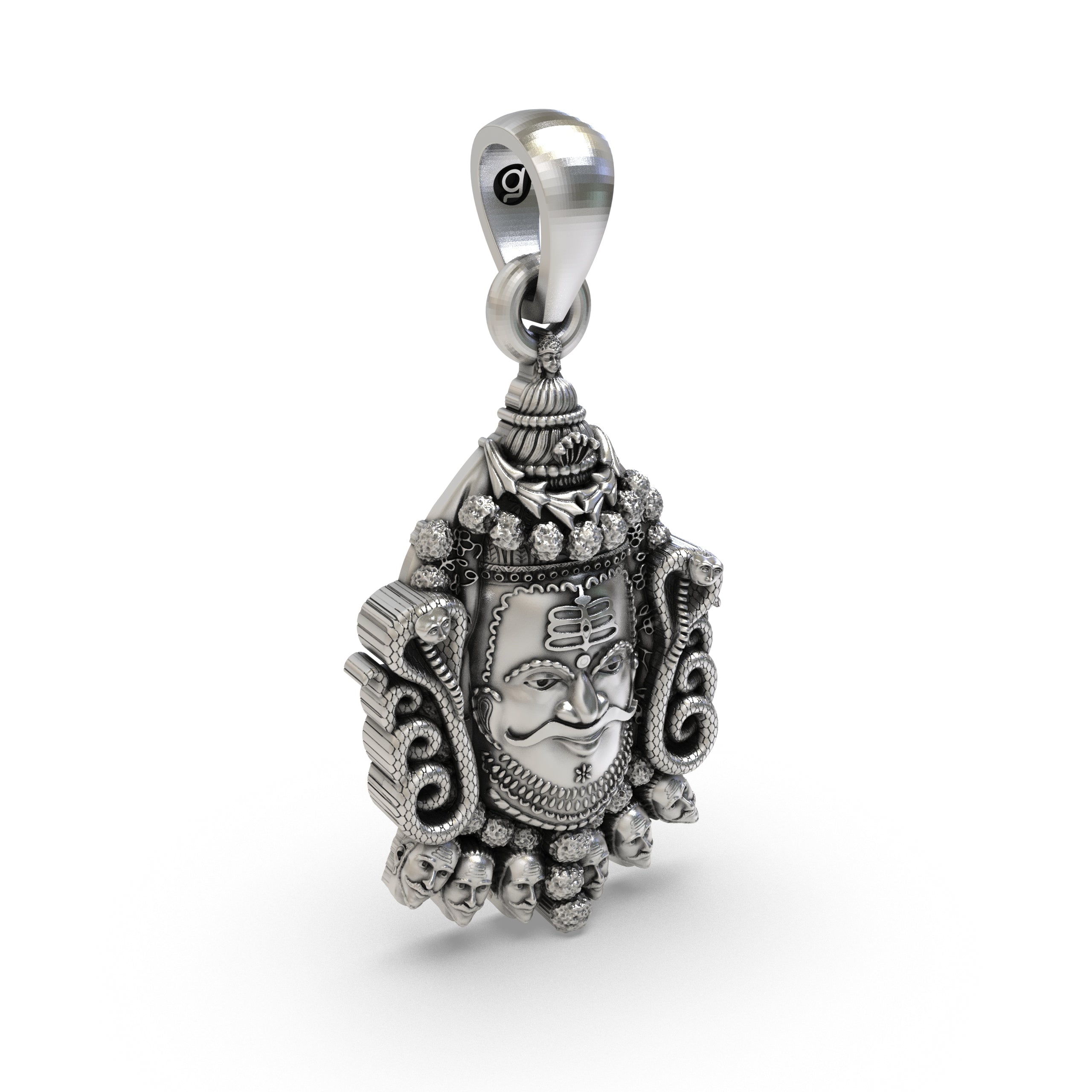 The lightweight hollow back design of the 925 sterling Silver Mahakal Pendant, ensuring comfortable daily wear.