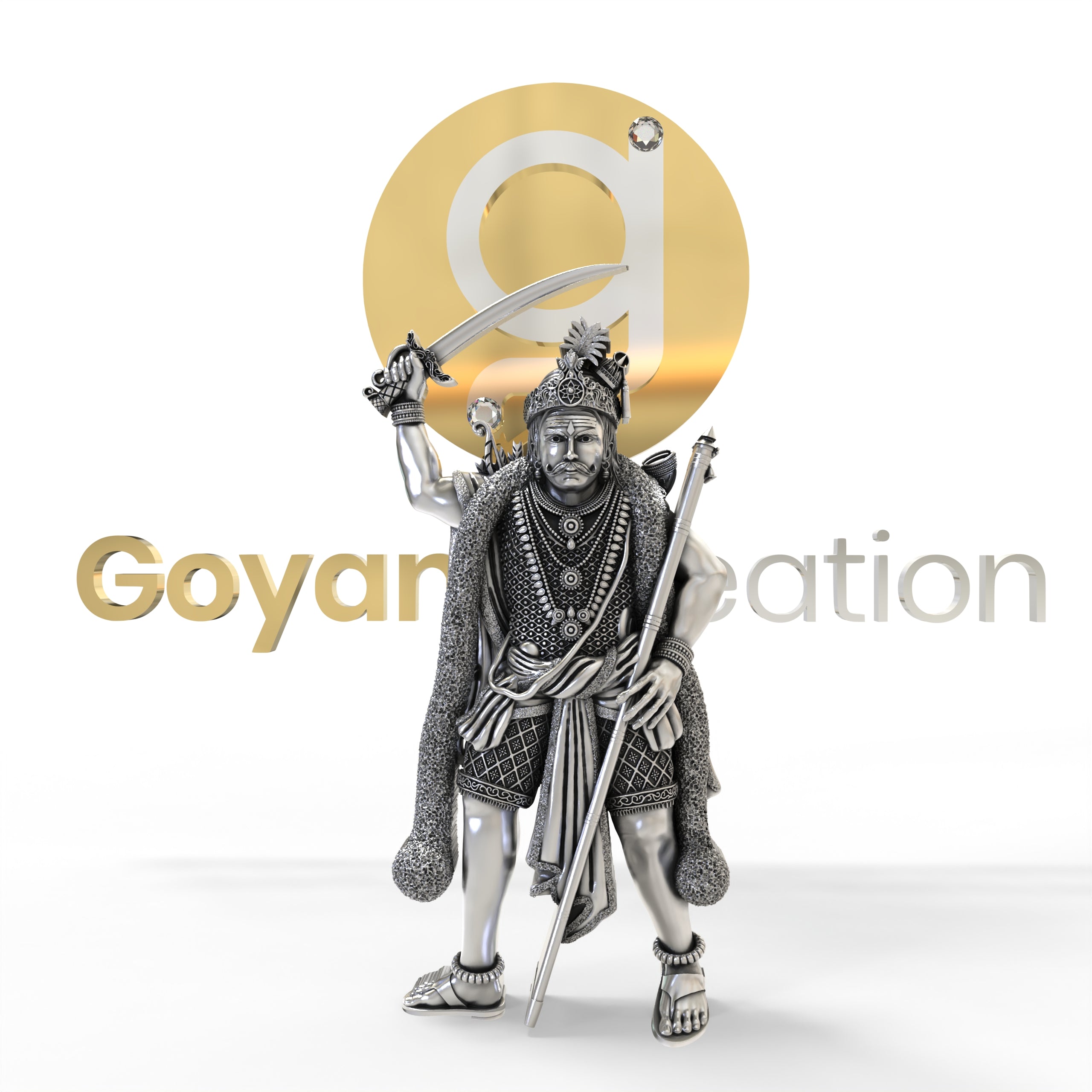 Front view of the detailed 925 Silver Madurai Veeran Pendant, showcasing the deity's warrior pose and oxidized finish. Main image