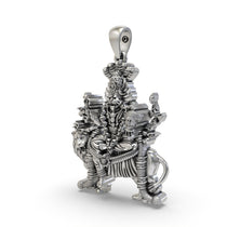 Angled view of the Silver Pratyangira Pendant highlighting the intricate craftsmanship of the 925 sterling silver.