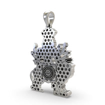 Side profile of the elegant Silver Pratyangira Pendant, displaying its depth and the quality of the 925 silver design.