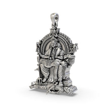 A close-up shot of the Periyachi Amman 925 silver pendant, focusing on the deity's powerful facial expression.