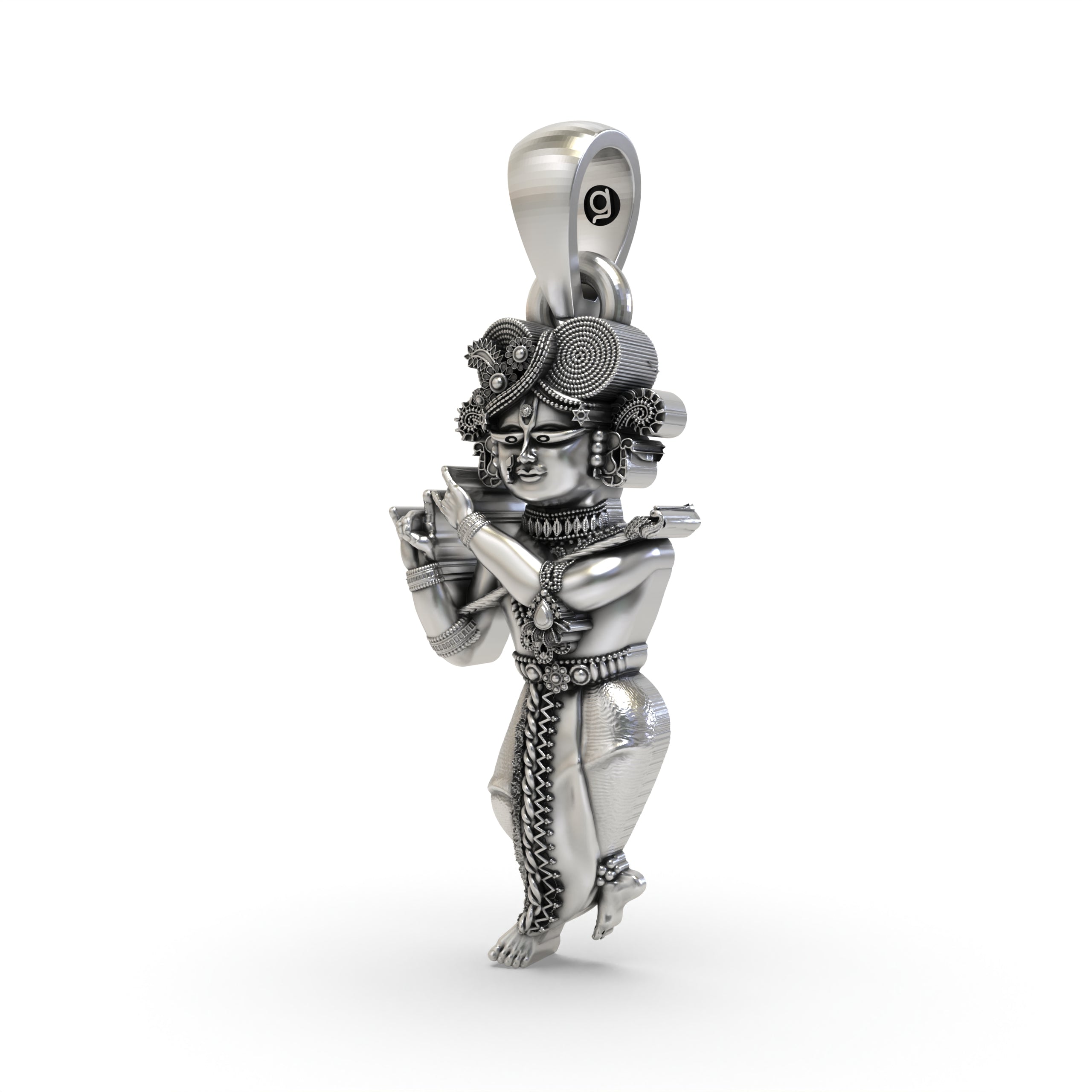 925 Oxidised Silver Radha Raman Pendant | Antique Krishna Vishnu Locket Secondary image