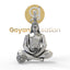 Front view of the Silver Moraribapu Meditating Hanumanji Pendant in an oxidized 925 sterling silver finish.