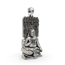 A 925 silver Raghavendra Tirtha pendant showcasing its traditional oxidised texture and lightweight craftsmanship.