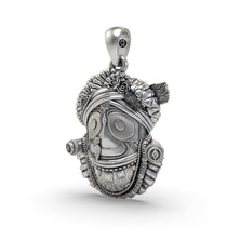 Angled side view of the Alankar 925 silver Lord Jagannath pendant, highlighting its divine form and craftsmanship.