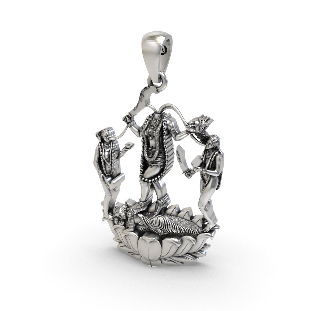 The 925 sterling silver Chhinnamastika Devi pendant with its hollow back design for comfortable, lightweight daily wear.