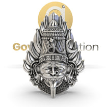 A detailed front view of the 925 Silver Pratyangira Devi Face Pendant, showing the fierce goddess with an oxidized finish.