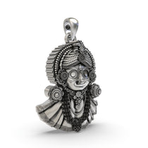 Close-up detail of the oxidized 925 Silver Jagannath Pendant, focusing on the symbolic features of the deity.