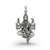 Front view of the 925 silver Varahi Devi pendant showing the goddess's detailed features and oxidized finish.