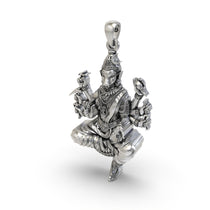 The 925 silver Varahi Devi protection pendant held in hand to show its scale, texture, and beautiful craftsmanship.