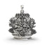 Detailed front view of the 925 silver Ashta Mukha Ganda Bherunda Narasimha pendant with its oxidized finish.