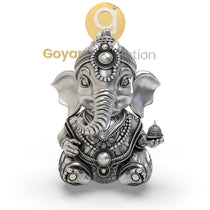 Side profile of the 925 Silver Ganesha 3D Idol, highlighting its three-dimensional form and sterling silver sheen.