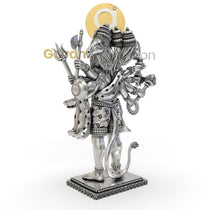Close-up of the five faces on the 925 Silver Panchmukhi Hanumanji 3D Idol, revealing the detailed expressions and finish.