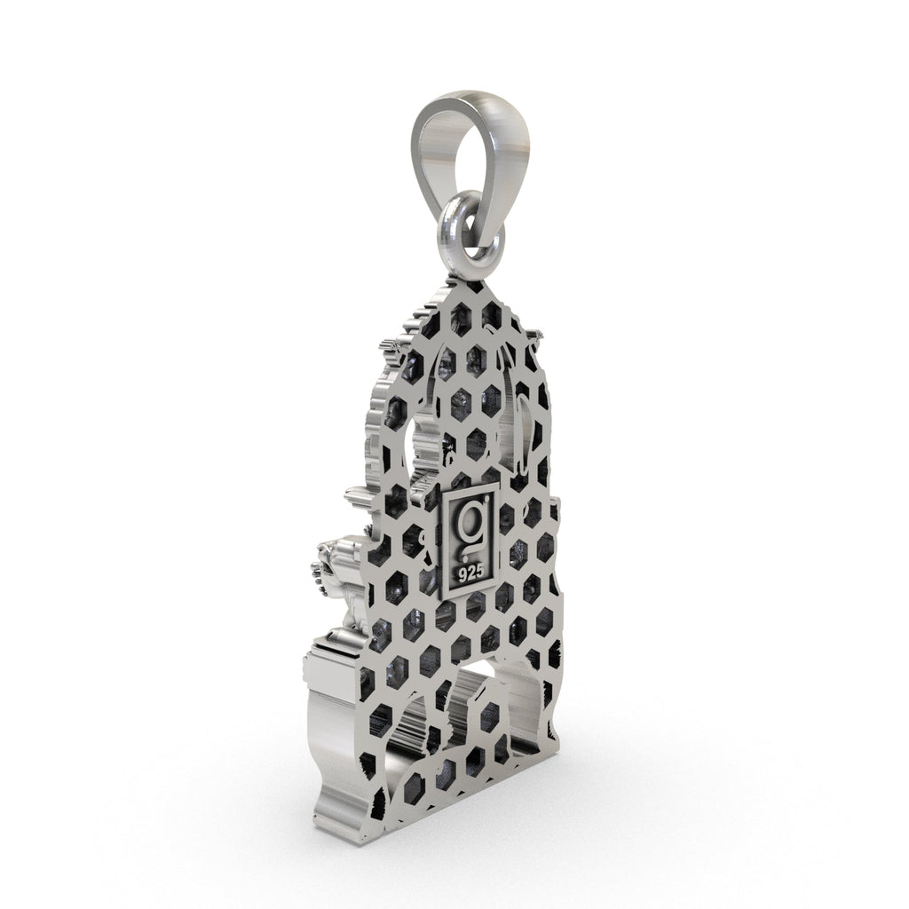 The But Bhavani Maa Pendant in 925 silver, shown with dimensions to highlight its size for daily spiritual wear.
