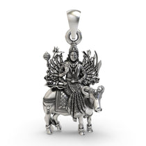 Front view of the intricately detailed Vihat Maa pendant, handcrafted from 925 sterling silver with an oxidized finish.