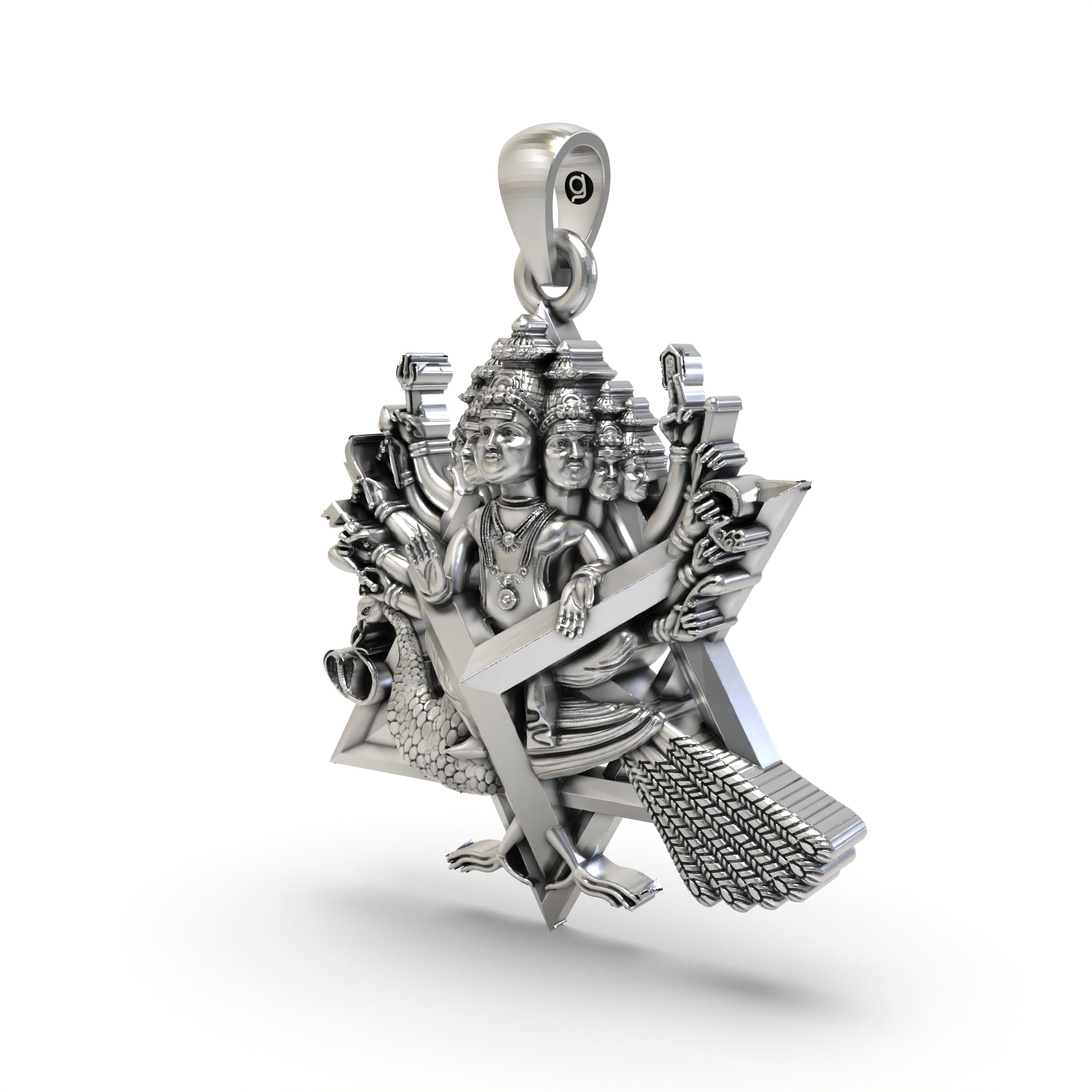 925 Silver Shanmukha Pendant – Lord Murugan Six-Faced God Locket | Arumugan, Skanda, Kartikeya, Subramanya, Kumara Hindu Jewelry Secondary image