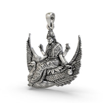 Close-up detail of the oxidized silver Brahmani Maa pendant showing the fine craftsmanship on 925 silver.
