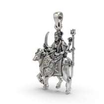 An angled side view of the 925 Silver Umiya Maa Pendant, showing its dimension and traditional design.
