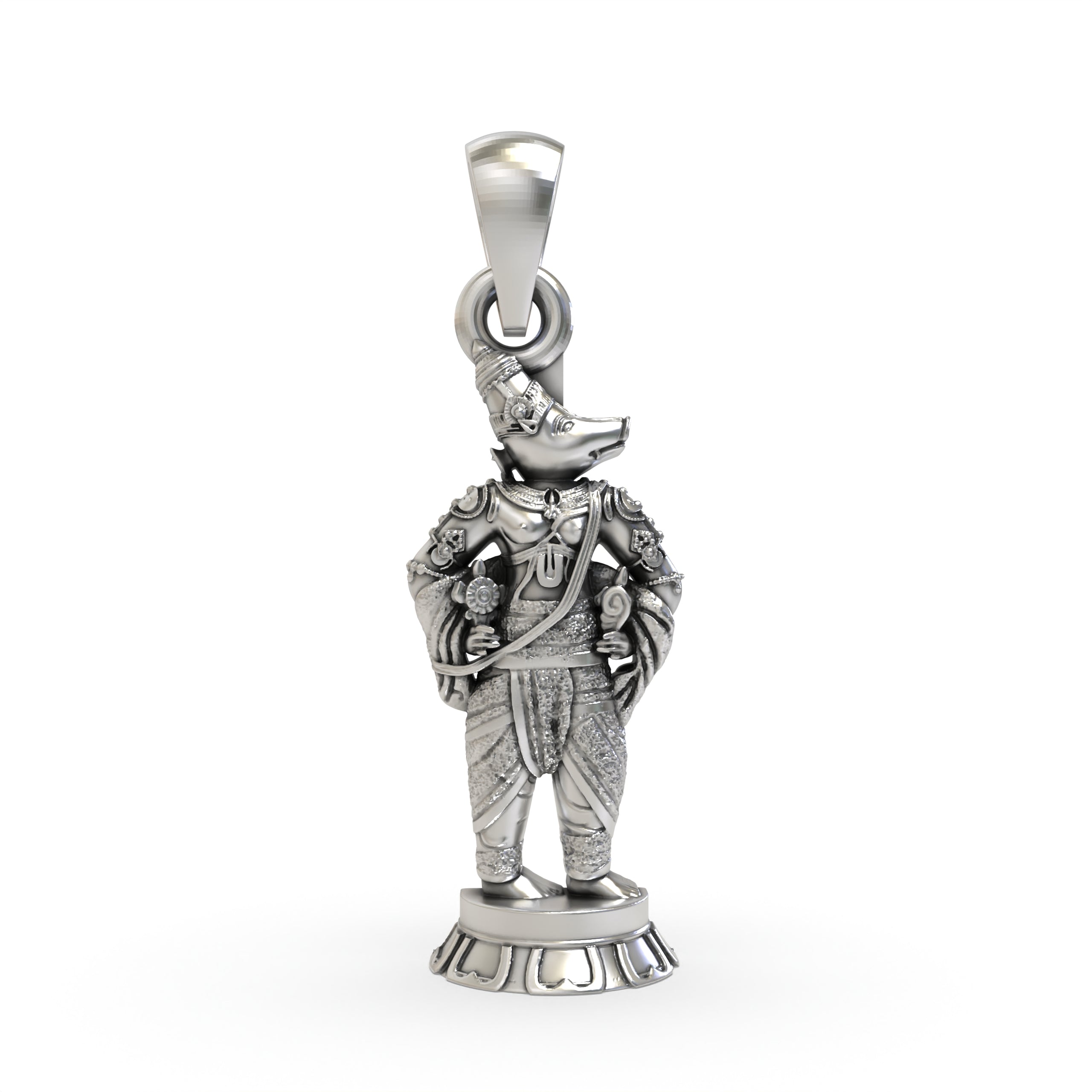 Front view of the 925 Silver Varaha Dev Pendant, showing the intricate oxidized details of Lord Vishnu's boar avatar.