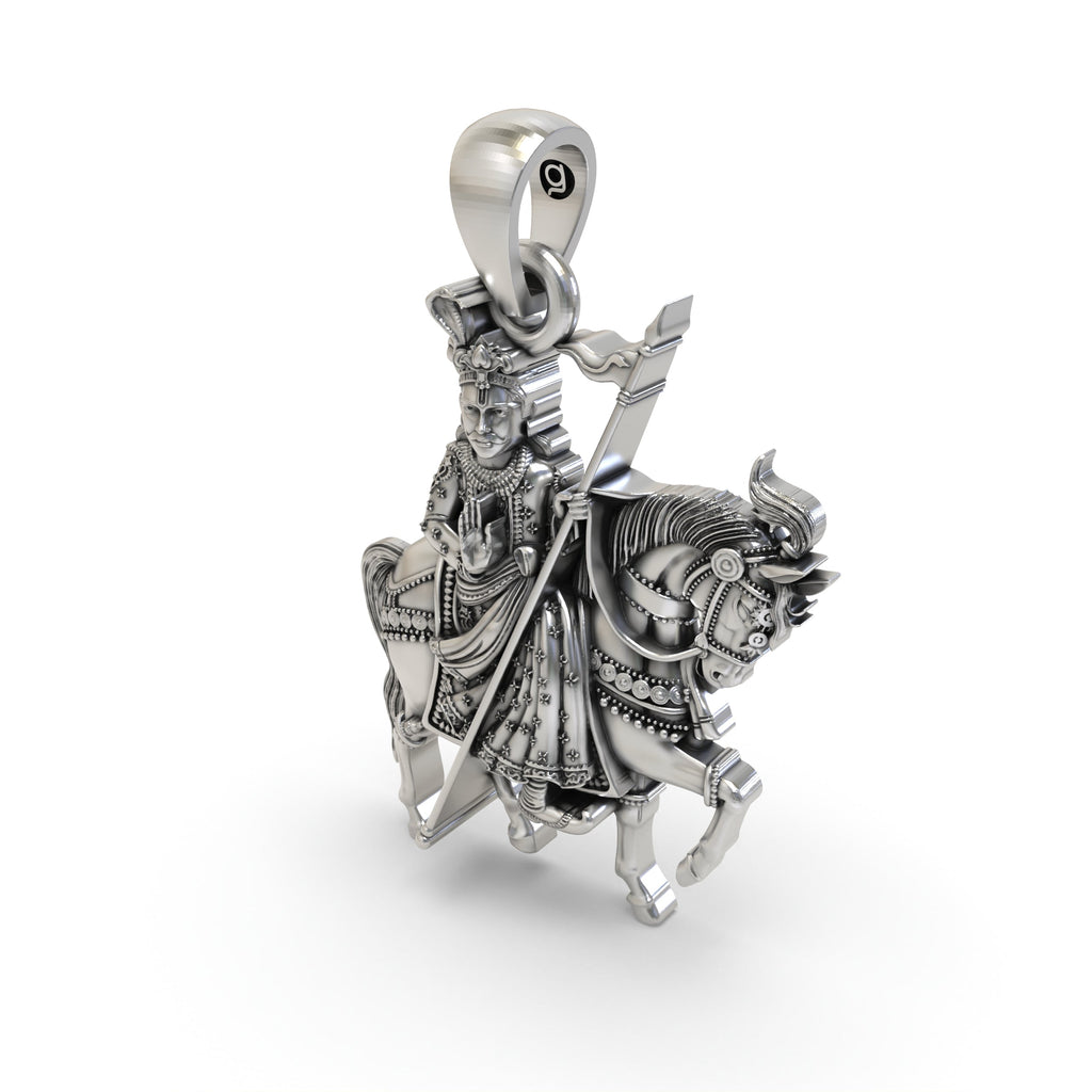 Rear view of the 925 silver Guga Veer locket, displaying the hollow back design for lightweight comfort.