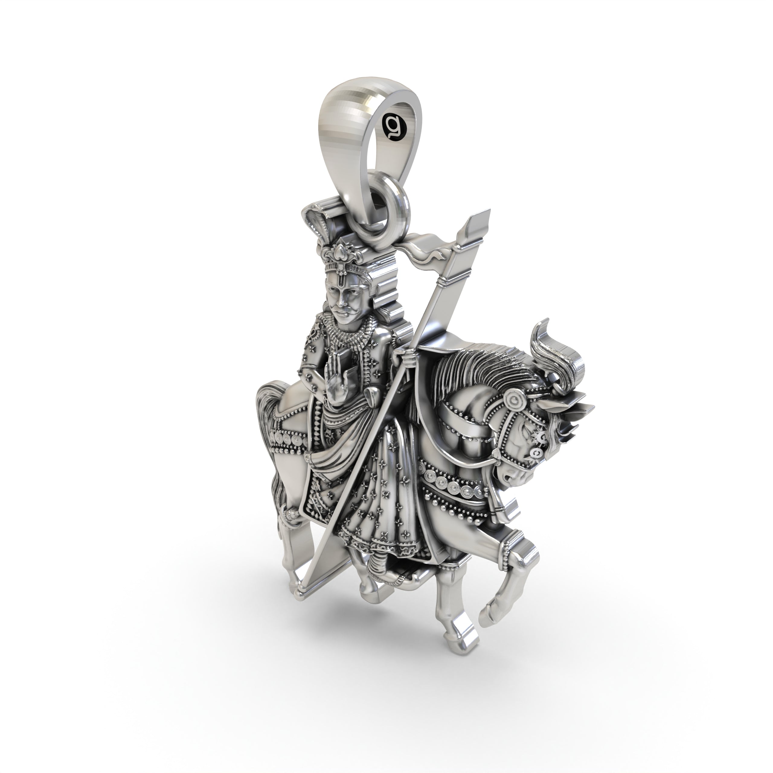 Rear view of the 925 silver Guga Veer locket, displaying the hollow back design for lightweight comfort.
