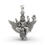 Front view of the 925 silver Shani Dev pendant, showcasing the deity on his crow vahana with a detailed oxidized finish.