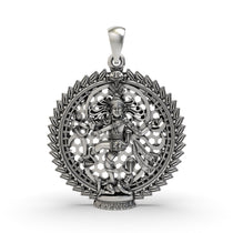 Front view of the detailed 925 silver Nataraja pendant showing Lord Shiva in his divine cosmic dance pose.