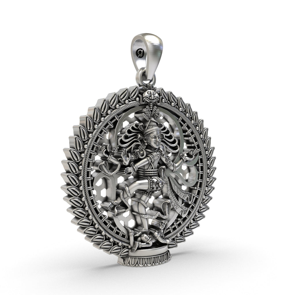 The 925 silver Lord Shiva Nataraja pendant on a surface, emphasizing its spiritual and artistic design.