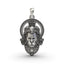 Detailed front view of the oxidized 925 sterling silver Hanumanji face pendant showcasing his powerful expression.