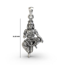 Front view of the 925 sterling silver Sastha pendant showing Lord Ayyappa in a meditative pose with an oxidized finish.