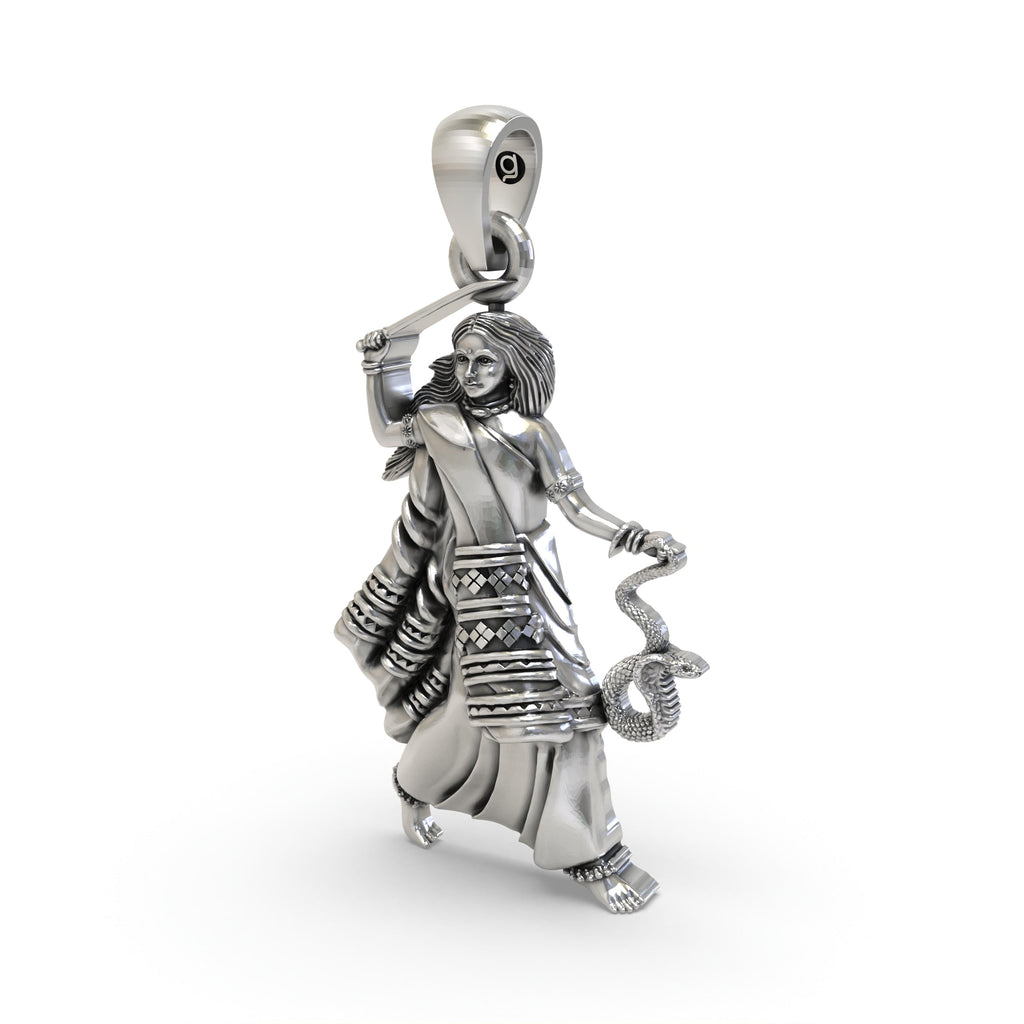 Rear view of the 925 sterling silver Mogal Maa pendant, showing the hollow design for lightweight daily comfort.