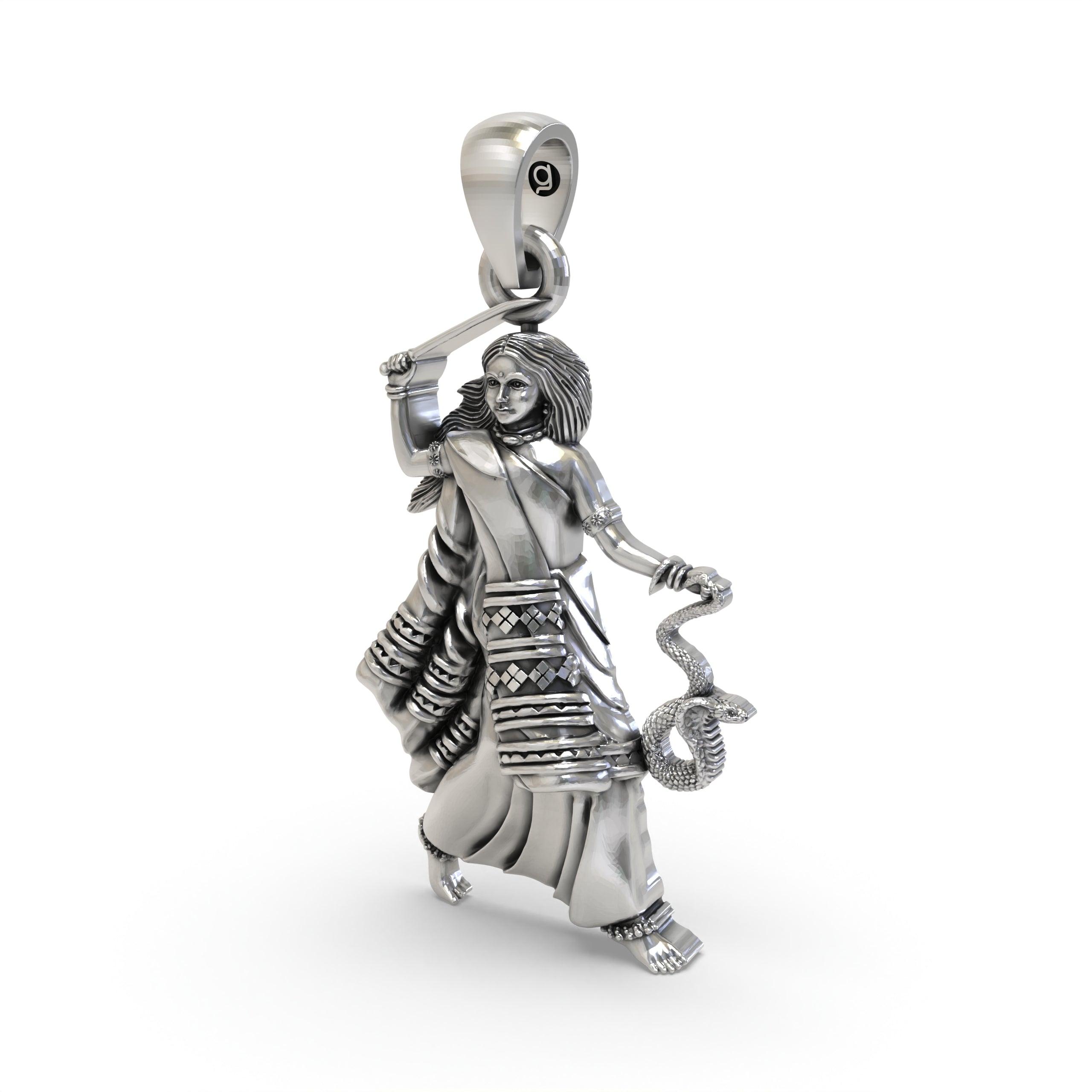 Rear view of the 925 sterling silver Mogal Maa pendant, showing the hollow design for lightweight daily comfort.