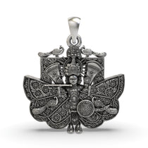 Front view of the Silver Sanwariya Seth Pendant in 925 sterling silver, showing intricate detailing and oxidized finish.