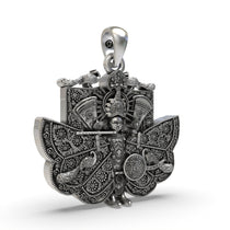 Close-up of the Silver Sanwariya Seth Pendant, detailing the craftsmanship and the hollow back design for comfort.