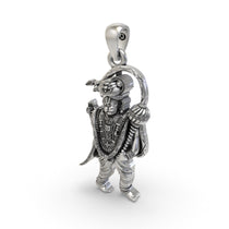 The 925 silver Sri Ashtamsa Hanumanji pendant shown from another perspective, displaying its antique look.
