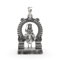 Front view of the handcrafted 925 silver Vishnumaya Swami pendant, showcasing its intricate details and oxidized finish.