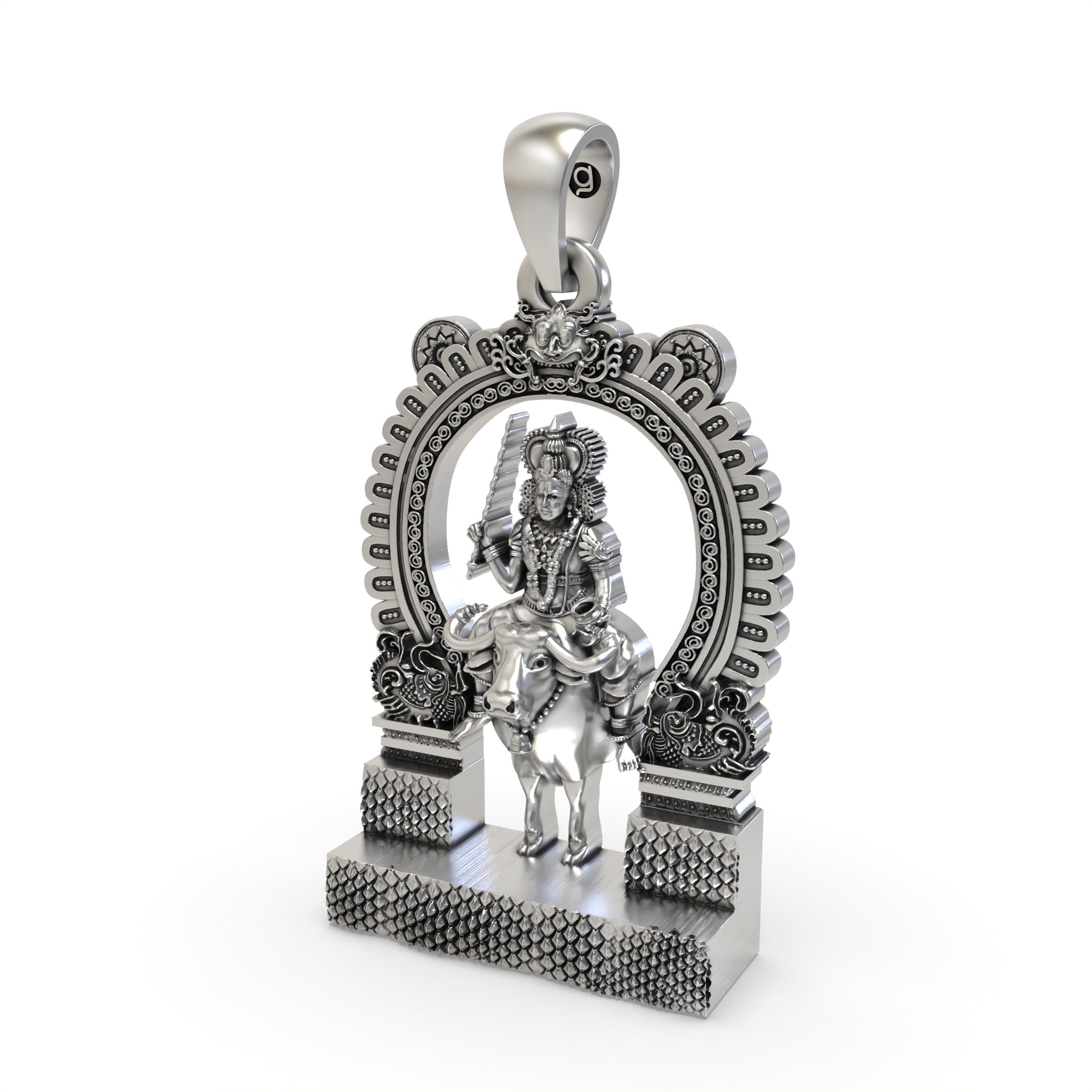 Back view of the lightweight, hollow design 925 silver Chathan Swamy pendant, made for comfortable daily spiritual wear.