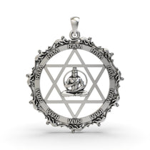 Front view of the 925 Silver Hanumanji Star Pendant, showing the oxidized finish and intricate details of the deity.