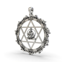 Angled view of the Alankar 925 Silver Hanumanji Pendant, highlighting its 3D craftsmanship and the star backdrop.