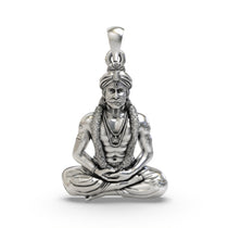 Front view of the intricately detailed Muneshwara Swamy pendant, handcrafted in oxidized 925 sterling silver.