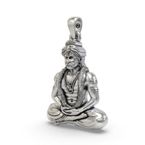 Angled side profile of the Muneshwara Swamy 925 silver pendant, showcasing its dimensional craftsmanship and finish.