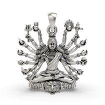 Front view of the handcrafted 925 Sterling Silver Shiva Mudra pendant, showing the detailed spiritual hand gesture.
