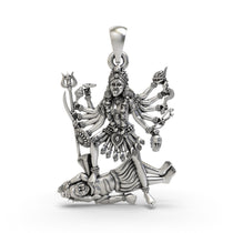 Front view of the intricately detailed 925 Silver Kali Maa Pendant with a traditional oxidized finish for women and men.