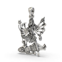 Angled side profile of the 925 Silver Kali Maa Pendant, showing the depth and craftsmanship of the spiritual jewelry.